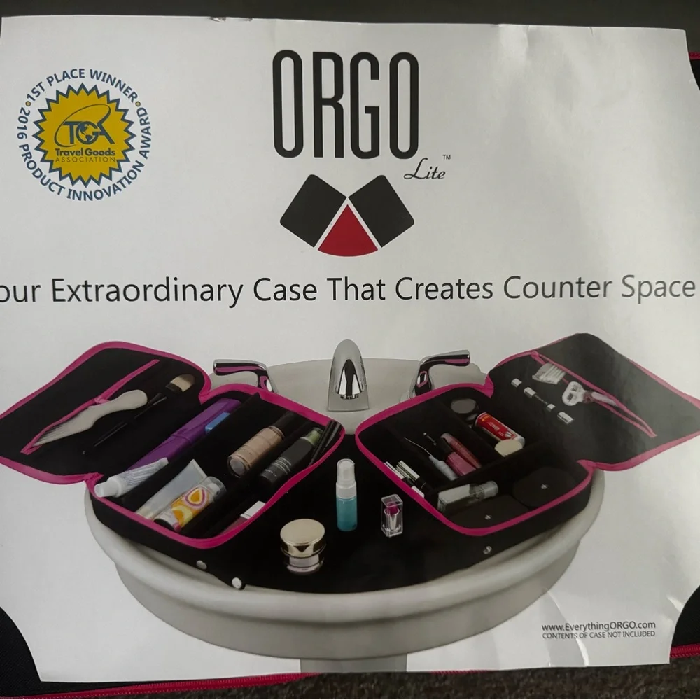 New ORGO Lite Travel Toiletry Organizer Paradise Pink/Expands Over Sink